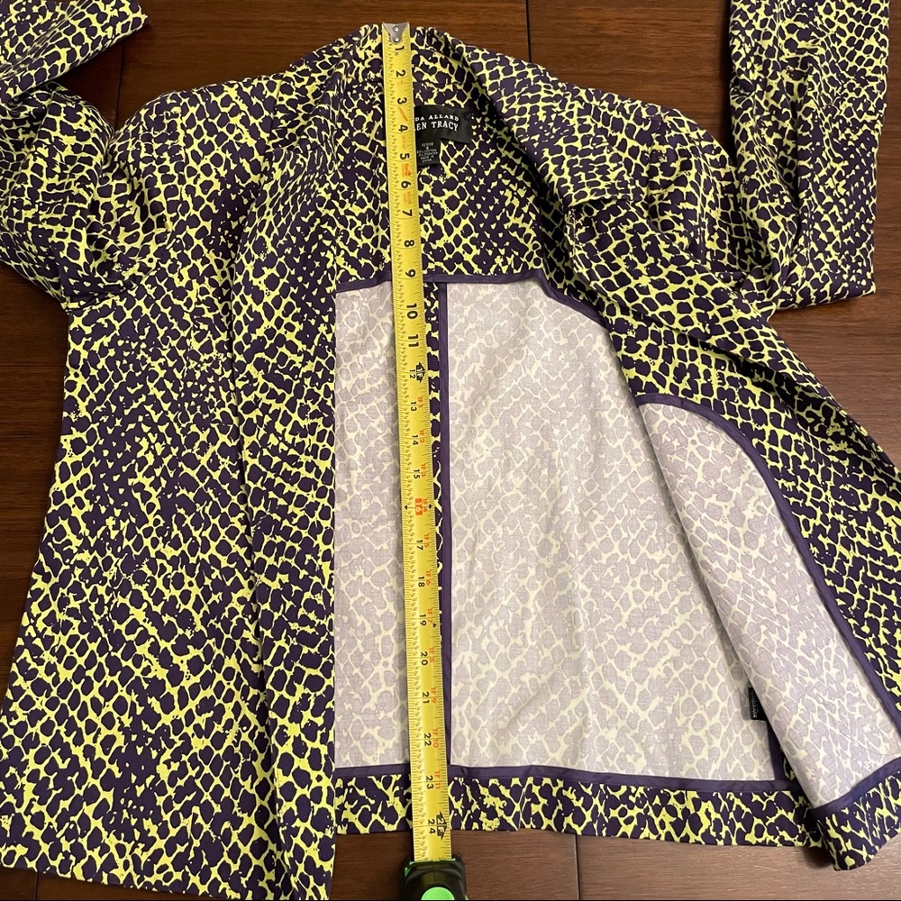 Linda Allard Ellen Tracy Women Suit Jacket Neon green purple Snake Print 6P - Picture 10 of 11